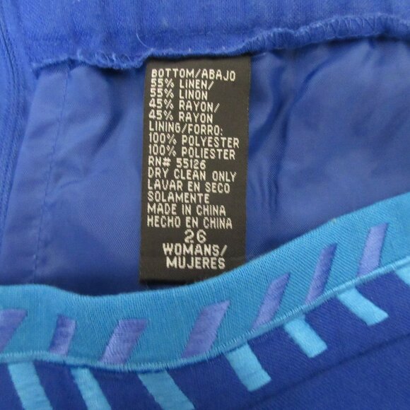 Positive Attitude Women’s 2-Piece Suit Jacket Skirt Size 26 Blues Linen Blend - Picture 7 of 14